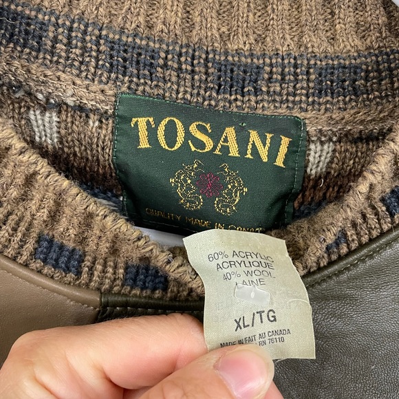 Tosani Coogi knit sweater faux leather panels - Picture 7 of 9